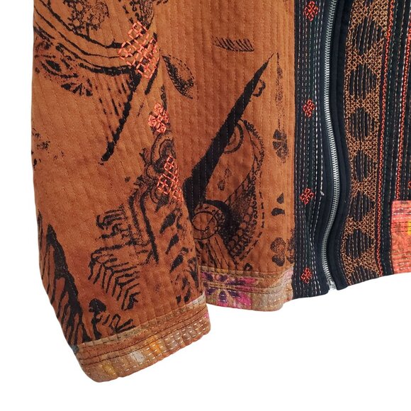 Chicos 3 Size XL Jacket Zip Up Cotton Embroidered Southwestern Art Print Boho - Picture 7 of 10